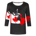 thumbnail image 2 of vdgthytj Chemise à Manches 3/4 pour Femmes Imprimé Feuille d'Érable Manches Courtes Basique Été Tee Tops Blouse Décontractée Col Rond, 2 of 5