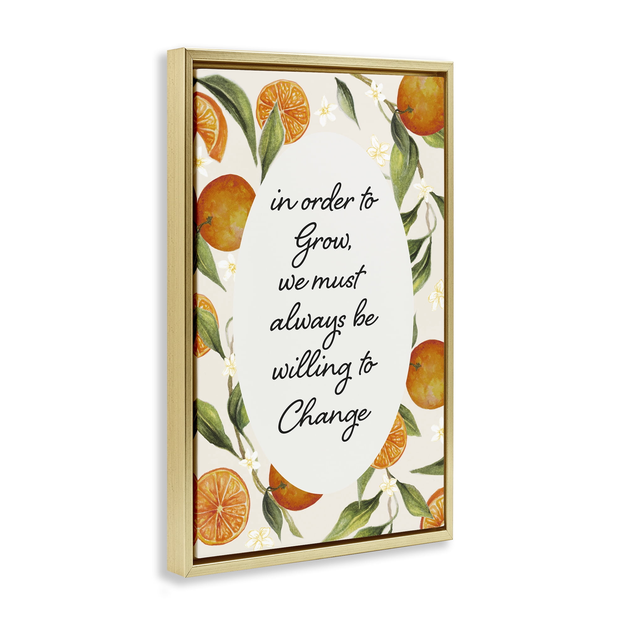 Stupell Industries Willing To Change Quote Gold Framed Floater Canvas Wall Art, design by Janice Gaynor