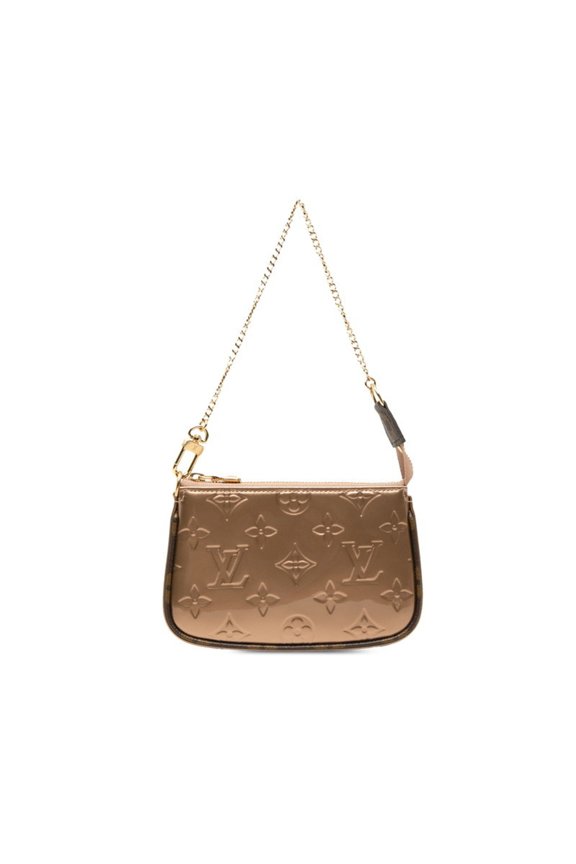 Pre-Owned Louis Vuitton Monogram Vernis Mini Pochette Accessoires Chain Clutch Bag Accessory...
