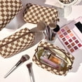 thumbnail image 2 of Bolsa de maquillaje SOIDRAM Checkered Preppy Cosmetic Brown, 6 unidades, 2 of 7