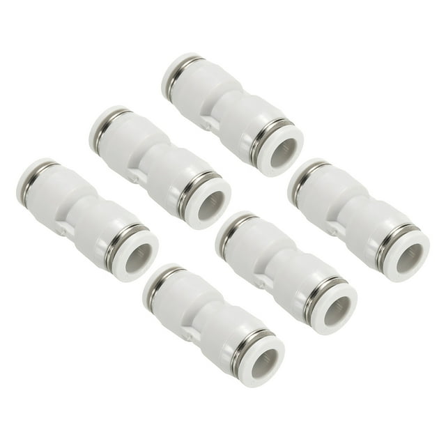 Unique Bargains Raccords à Pousser, Lot de 6 Raccords Tubes Droits, Blanc, 5/16 Pouce Od