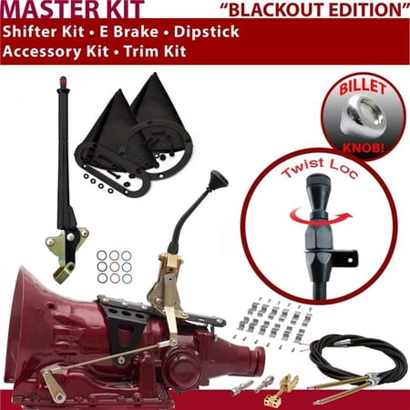 American Shifter 4L80E Shifter Kit Black 8 in. E Brake Cable Clamp Trim Kit Dipstick for EDB08