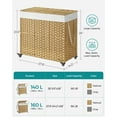thumbnail image 6 of SONGMICS 160L Laundry Hamper with Lid Rolling Laundry Basket with Wheels 3-Section Synthetic Rattan Laundry Hamper Removable Liner for Bedroom Natural, 6 of 8