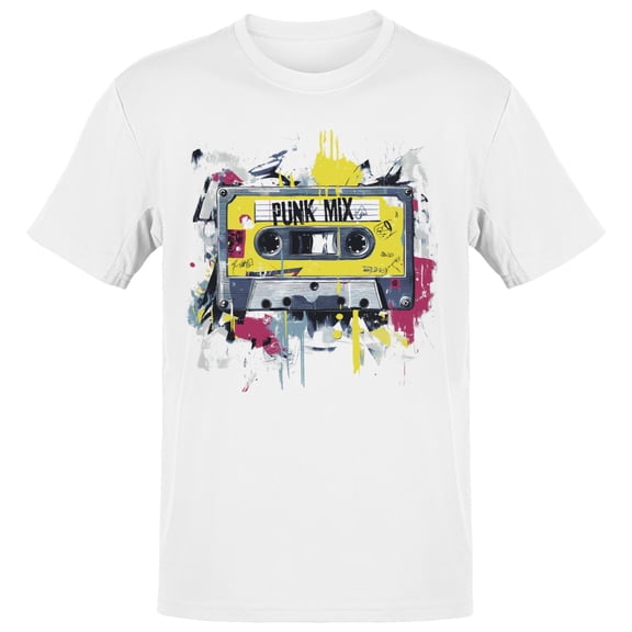 Funk Retro Cassette Graffiti Men's White T-shirt