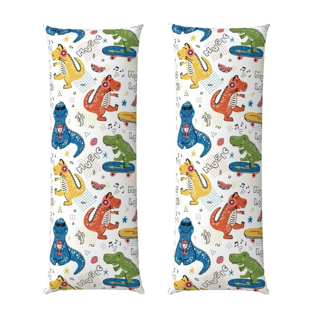 Balery Dinosaur Funda Protectora para Almohada Corporal de Algodón Hipoalergénico con Cierre(55 x 21 pulgadas), Almohadas No Incluidas