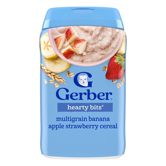 Gerber Cereal for Toddler Grain & Grow, Hearty Bits Multigrain Baby Cereal, Banana Apple Strawberry, 8 oz Canister