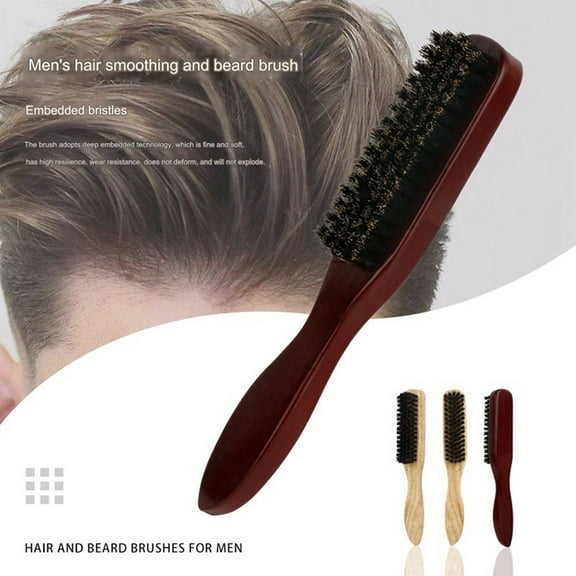 Brush for Smoothing Hair, Boar Hair Brush,for Women and Men Barber Beard Yellow
