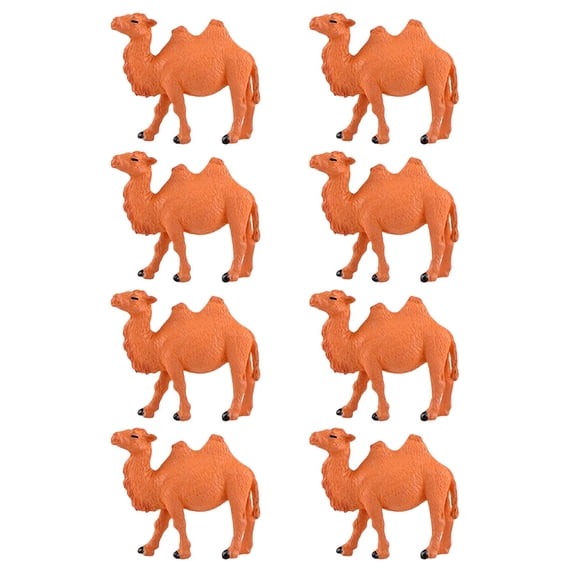 OUNONA Set of 8 Orange Plastic Camel Figurines Miniature Animal Decor for Home, Garden, Landscape and Office Decoration