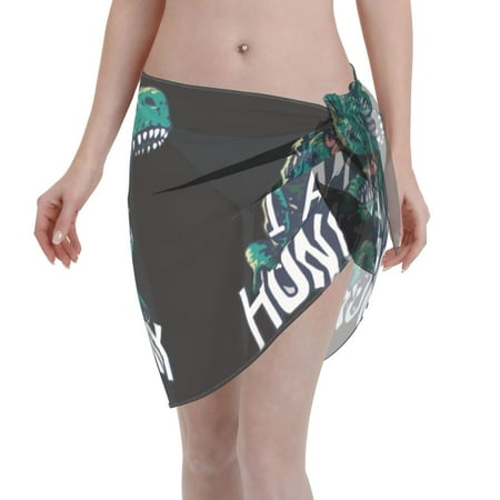 Ocsxa Hungry Tyrannosaurus Print Sarong Coverups For Women Bathing Suit Wrap Swimsuit Skirt Beach Bikini Cover Up Swimwear