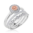 thumbnail image 3 of Beautiful 2.10 Carat Round Morganite And Diamond Moissanite Engagement Ring, Floral Halo Wedding Ring, Two Matching Band in 18k White Gold Plating, Bridal Rings, Gift For Her, Promise Ring, 3 of 3