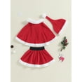 thumbnail image 4 of Suealasg Toddler Girls Christmas Clothes 6M 1T 2T 3T Red Fur Trim Cape + Skirt + Santa Hat Set 3Pcs Christmas Holiday-themed Clothing Gifts for Baby Girls, 4 of 8