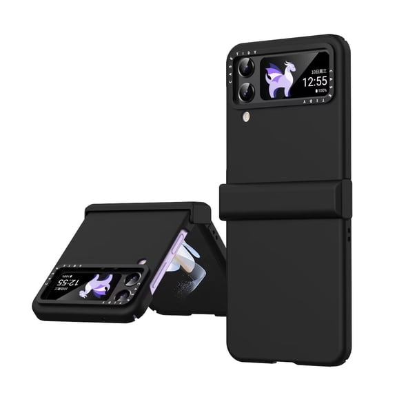 MonsDirect for 6.7 inch Samsung Galaxy Z Flip 4 5G 2022 Case, Hinge Protection Hard PC Back Shell Anti-Drop Slim Shockproof Full Coverage with Independent Lens Circle for Galaxy Z Flip 4, Black