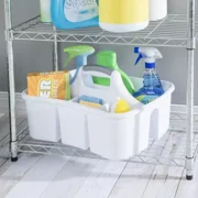 Ling Plastic Cleaning Supplies Caddy Organizer with Handles - Divided Portable Basket - Medium — Home & Garage Storage, Stackable Design