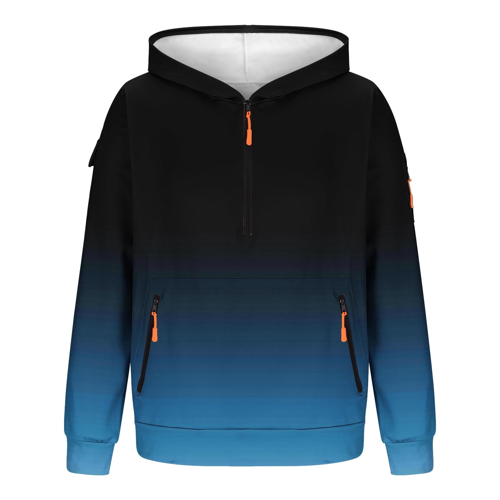 Homenesgenics Men's Gradient Print Pullover Zipper Hoodie with