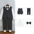 thumbnail image 3 of XAOWF Child Boys Formal Suit Large Sized Elegant Vest Bow Tie Shirt And Loose Fit Trousers Outfit For Kids Party Wedding 2-14 Years Stylish Leisure Outfit, 3 of 3