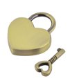 thumbnail image 3 of Unique Bargains Luggage Cabinet Heart Shaped Security Lock Copper Colored w Skeleton Key Metal Padlock, 3 of 3