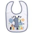 thumbnail image 4 of Baby Essentials Baby Boy 1st Birthday Bib and Party Hat Set – Blue Gingham “It’s My 1st Birthday” Design, Perfect for Photos & Gifts, 4 of 6