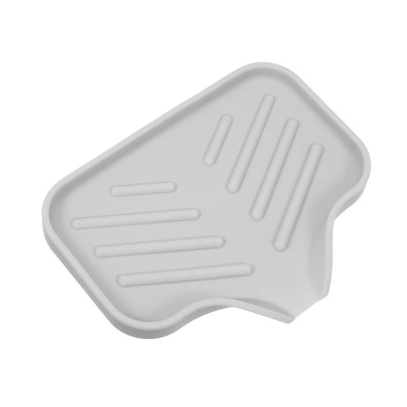 Unique Bargains Soap Dish Keep Soap Dry for Bathroom Silicone Light Gray 13.5x10.5cm