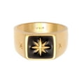 thumbnail image 2 of KUZZOI Men's Enamel Inlay Plate Signet Ring with Star Silver 18K Gold Plated, 2 of 5