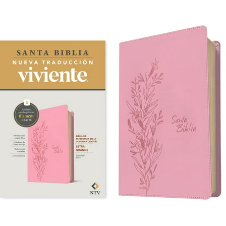 Biblia de Referencia En La Columna Central Ntv, Letra Grande Con Filament (Sentipiel, Rosa, Letra Roja), (Hardcover)