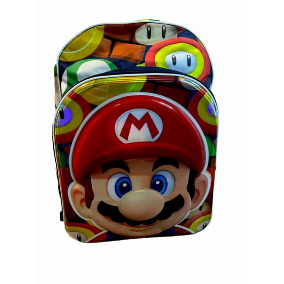 Super Mario Backpack 17" x 12" x 5"With LSUPER MARIO Backpack 17" With Laptop Sleeve Book Bag - Nintendo