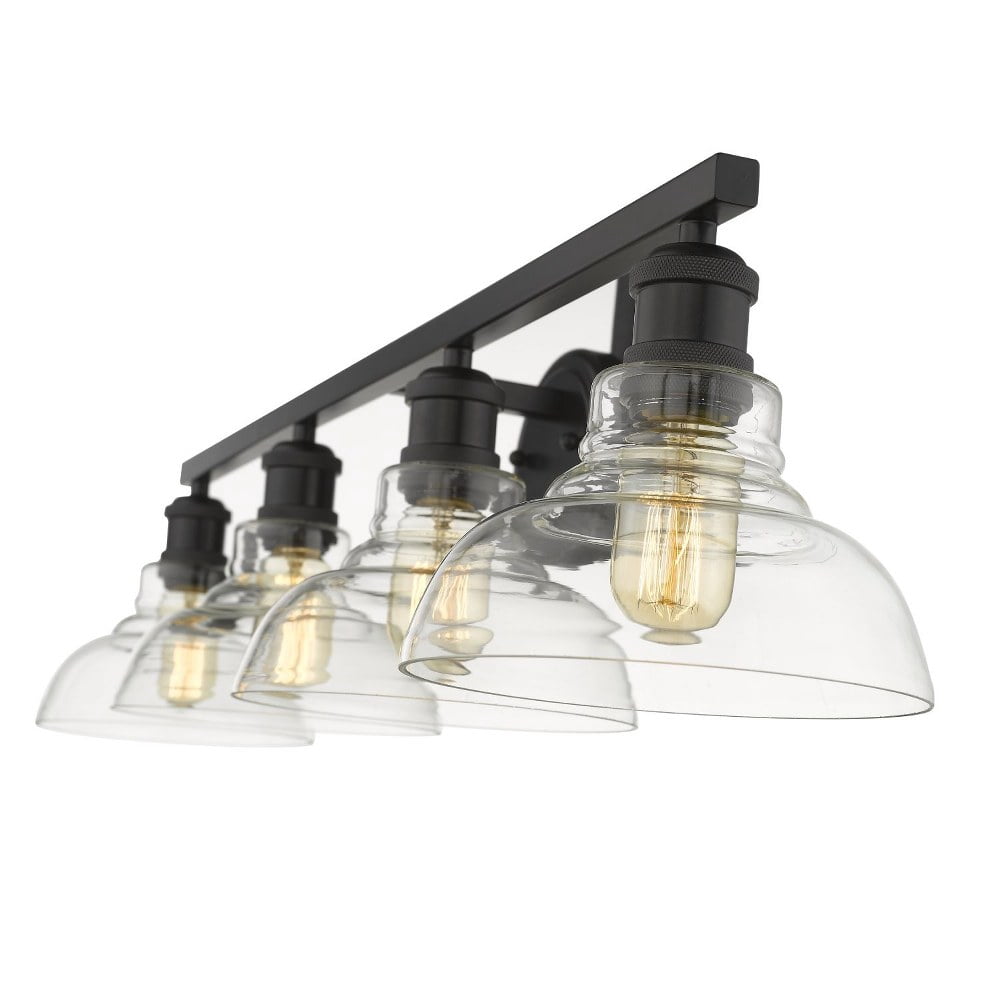 4 Light Bathroom Light Fixture in Black with Clear Glass Shades Bailey Street Home 170-Bel-3361577