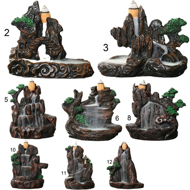 Walbest Resin Mountain Waterfall Incense Burner, Resin River Tower
