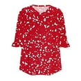 thumbnail image 6 of DeHolifer Women's Tunic Tops V-Neck Floral Printed Half Sleeve Casual Loose Ruffle Blouse T-Shirts Red M, 6 of 6
