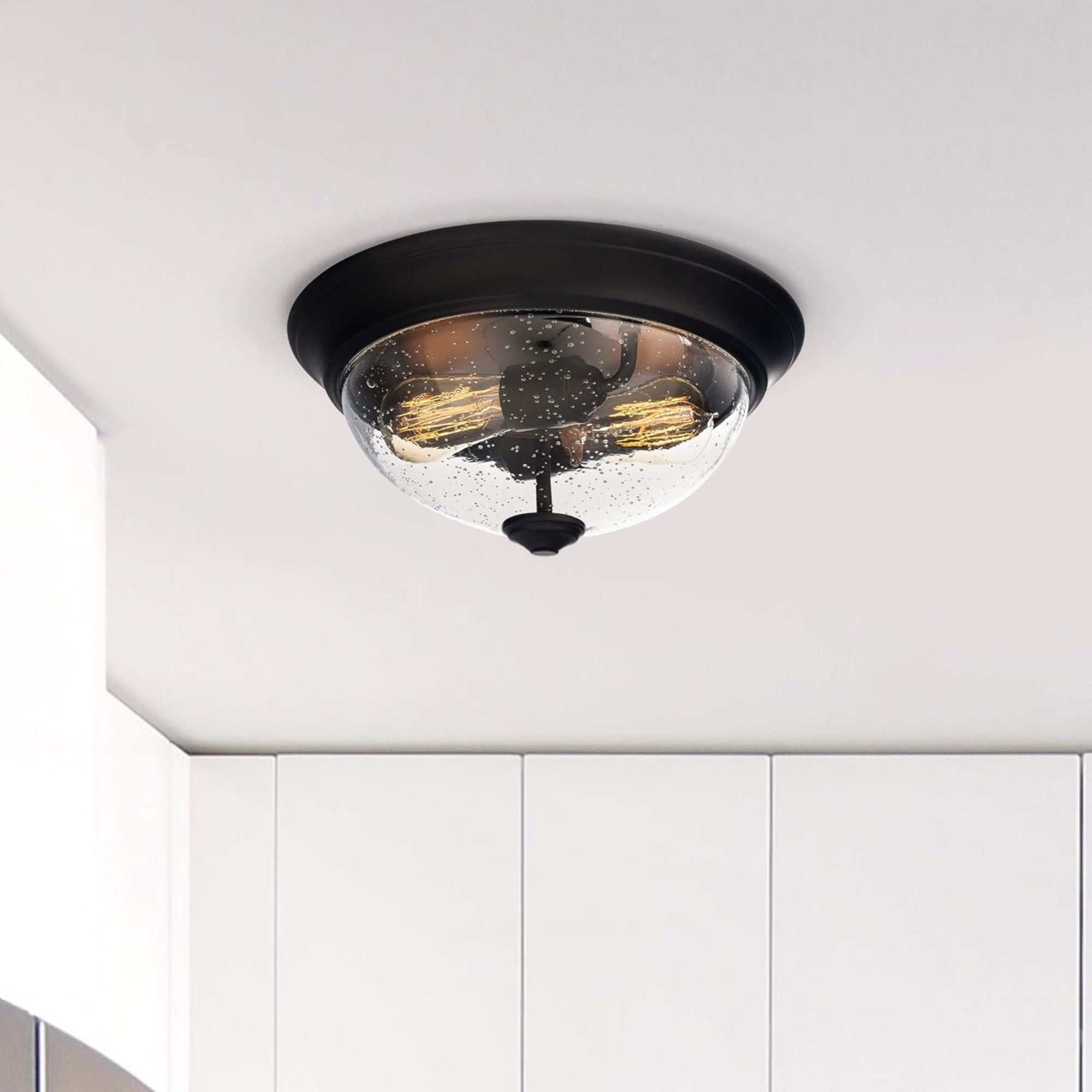 Prominence Home 13” Flush Mount Seeded Ceiling Light, Madalyn, 51381-31, Bronze
