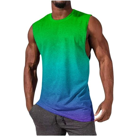 Compression Tank Top Men Qiggri Men Casual Fashion Printing Pullover Round Neck Sports Tank