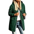 thumbnail image 2 of thefmos Women's Plus Size Hooded Zip Up Sweatshirt Jacket with Pockets Long Length Solid Color Casual Coat Fashion Fall Winter Clothes, Green S, 2 of 5