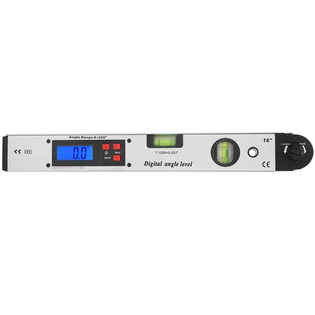 Angle Level 0?225° LCD Backlight Digital Goniometer with Horizontal Vertical Bubble Silver