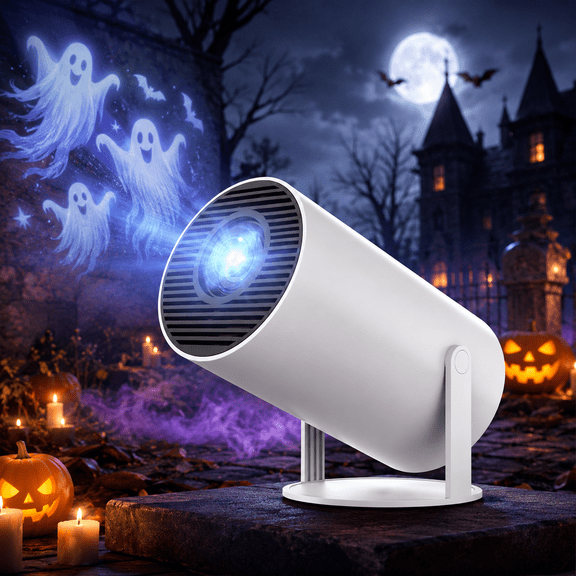 Glow Cast Halloween Projector, HD Smart Projector,Portable Projector,Portable Projector With Wifi And Bluetooth, 210° Rotatable Stand, Electronic Smart Projectors For Bedroom And Home Cinema