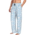 thumbnail image 3 of Mens Pajama Pants - Soft Sleep & Lounge Pants for Men, Cute Rabbit Daisy Rabbit Footprints Cuteness Casual PJ Bottoms Pants with Pockets, 3 of 5