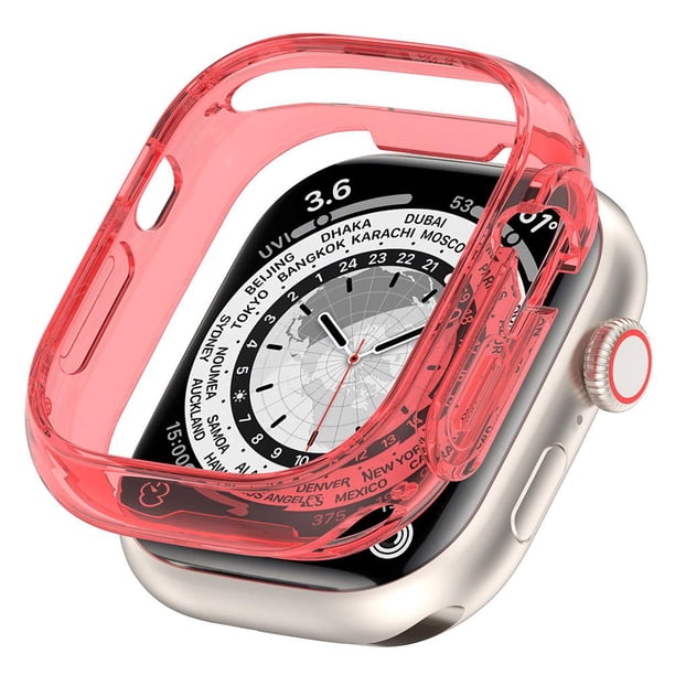 20 uds. Estuche TPU Bumper Cover Marco de protección para Apple Watch Ultra 49mm (Transparente) Rojo