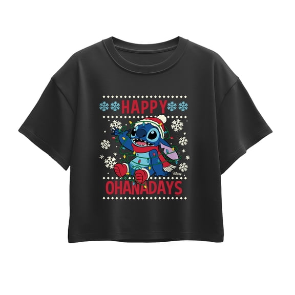 Disney - Happy Ohana Days - Youth Girl Short Sleeve Boxy Tee
