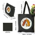 thumbnail image 3 of COMIO 2 Pcs Canvas Tote Bags Cute Aesthetic Tote Bags with Zipper Large Tote Top Handle Shoulder Bags Gudetama the Lazy Egg #mood Boxing Punching Hot Dog Black, 3 of 8