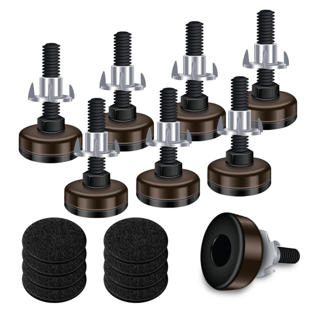 Niveladores ajustables para muebles Saffire, color marrón oscuro (paquete de 8)
