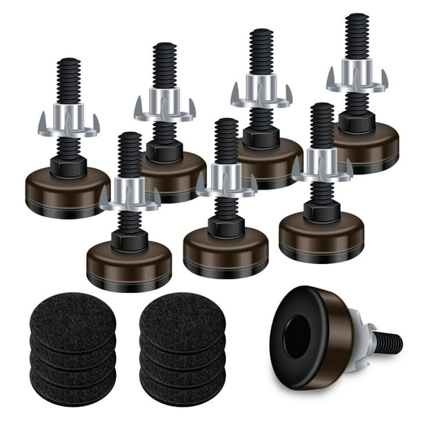 Niveladores ajustables para muebles Saffire, color marrón oscuro (paquete de 8)