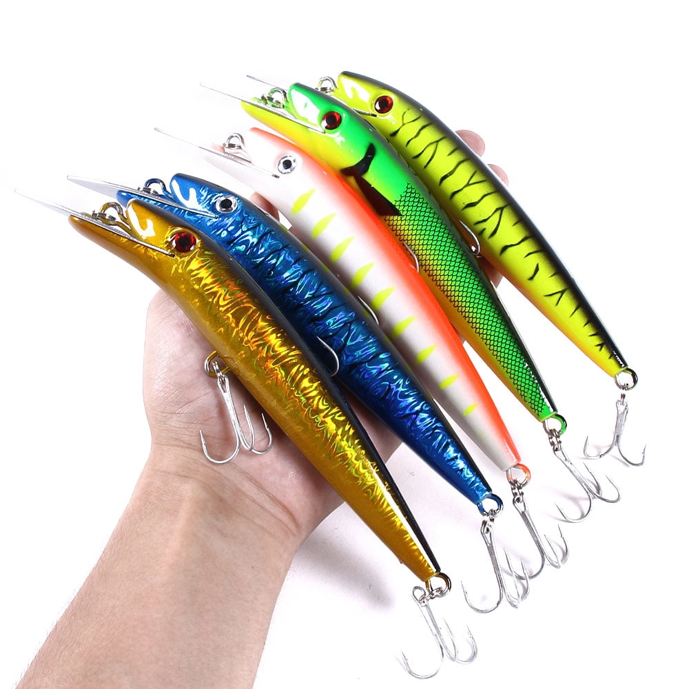 HENGJIA Fishing Deep Diving Fishing Lures Swimbait Large Sinking Minnow Lure Saltwater Jerkbait Lure 5Pcs/kit, 1.59oz/7.76in