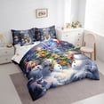 thumbnail image 4 of Manfei Kawaii Snowman Deer 7 Pieces Bedding Comforter Set,Winter Theme Full Bedding Set,White Blue Fitted Sheet Flat Sheet For Girls Kids,Microfiber Bedroom Decor Reversible, 4 of 9