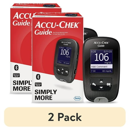 (2 pack) Accu-Chek Guide Diabetes Meter for Diabetic Blood Glucose Monitoring (Meter Only)