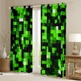 thumbnail image 2 of Manfei Pixel Grid Miners Black Out Curtains,Geometric Check Curtains Pack of 2 (42x63 Each),Green Patchwork Pixel Buffalo Bedroom Curtains For Girls Boys,Breathable Home Decor, 2 of 6