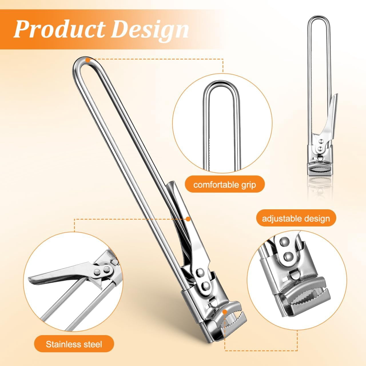 FRKSMD-Bottle Jar Opener Adjustable Multifunctional Stainless Steel Can Opener Portable Cap Remover for Kitchen Use