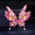 thumbnail image 3 of Versatile Double Wing Rhinestones Butterfly Lapel Pin Stainless Alloy Brooch Charm For Dresses Coats And Blouses, 3 of 10