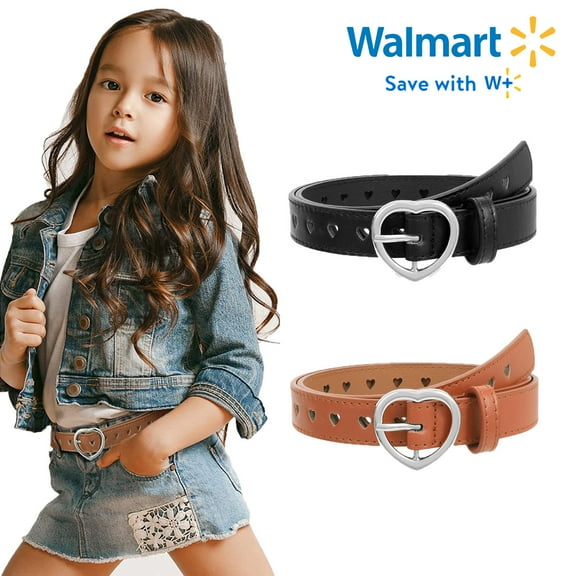 CTCMSP Hollow Heart Kids Belt,Girls Boys Leather Belt for School Uniform Jeans