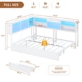 thumbnail image 2 of Aunfebrco Full Corner Bed Frame with 2 Drawers & Bookcase Storage, Full Size Daybed with Charging Station and Led Lights, Metal Platform Bed Frame for Living Room Bedroom, White, 2 of 9