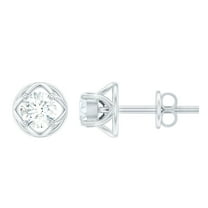 Rosec Jewels Lab Grown Diamond Stud Earrings for Women - 5 MM - EF-VS Quality, 10K White Gold