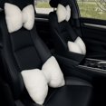 thumbnail image 2 of Cojín para reposacabezas de coche con lazo blanco de lana de cordero, almohada para el cuello, reposacabezas para asiento de coche, soporte lumbar, almohada cervical para coche con bonitos dibujos ani, 2 of 5