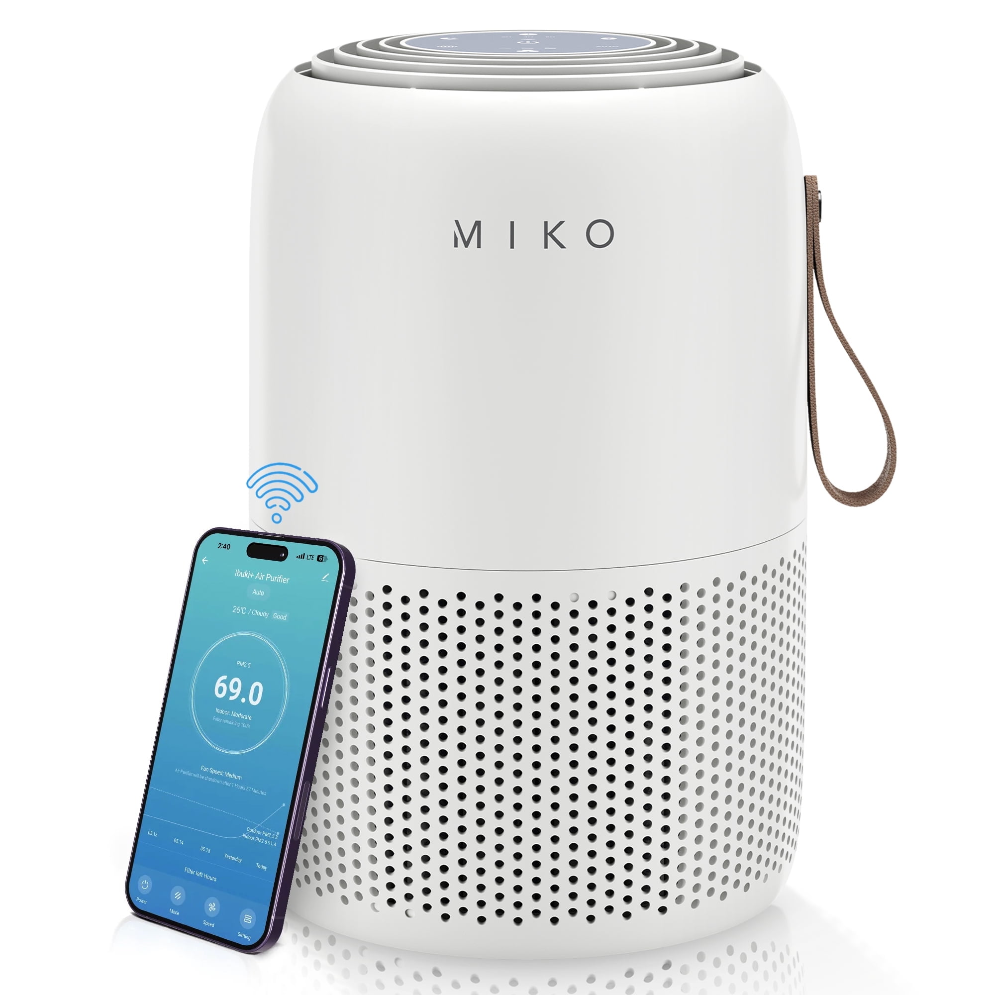 MIKO Air Purifier for Large Rooms – H13 True HEPA, 4-Stage